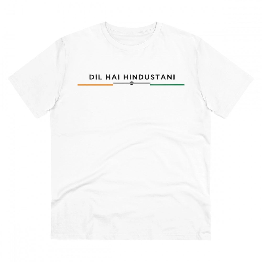 Generisches T-Shirt aus PC-Baumwolle mit „Dil Se Hindustani“-Aufdruck für Herren (Farbe: Weiß, Fadendichte: 180 g/m²)