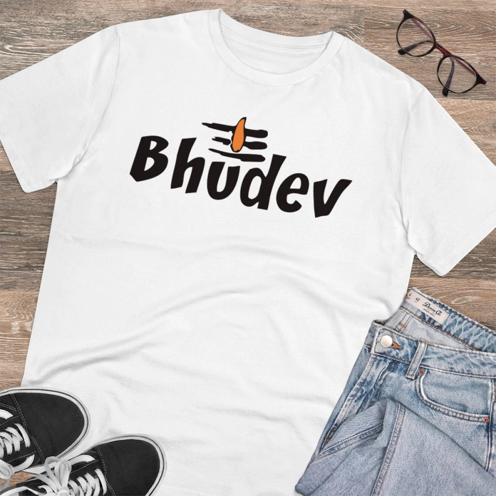 Generisches T-Shirt mit Bhudev-Aufdruck für Herren aus PC-Baumwolle (Farbe: Weiß, Fadendichte: 180 g/m²)