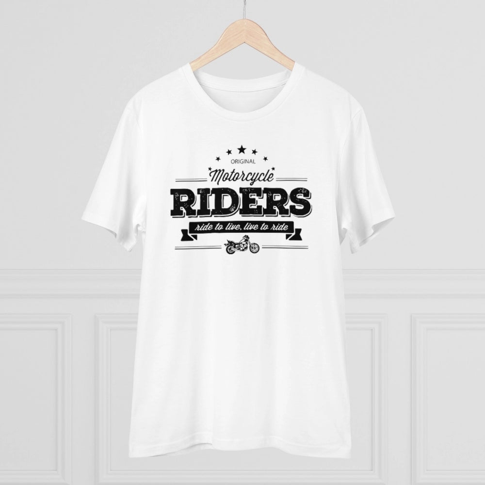 Generisches T-Shirt für Herren aus PC-Baumwolle mit Fahrradmotiv (Farbe: Weiß, Fadendichte: 180 g/m²)