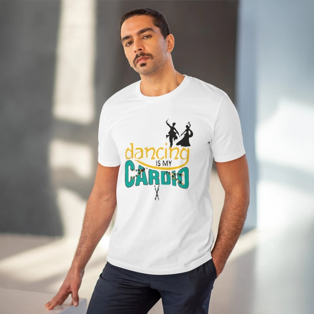 Generisches T-Shirt aus PC-Baumwolle mit Aufdruck „Dancing Is My Cardio“ für Herren (Farbe: Weiß, Fadendichte: 180 g/m²)