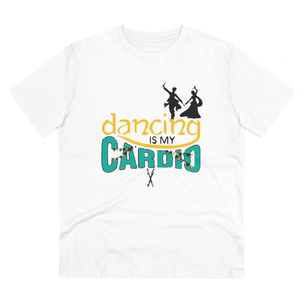 Generisches T-Shirt aus PC-Baumwolle mit Aufdruck „Dancing Is My Cardio“ für Herren (Farbe: Weiß, Fadendichte: 180 g/m²)