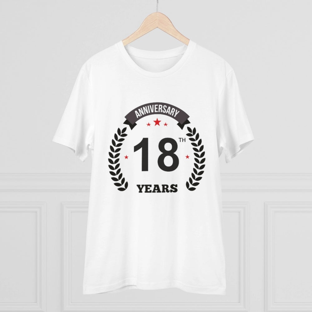 Generisches T-Shirt aus PC-Baumwolle mit Aufdruck „18. Jahrestag“ für Herren (Farbe: Weiß, Fadendichte: 180 g/m²)