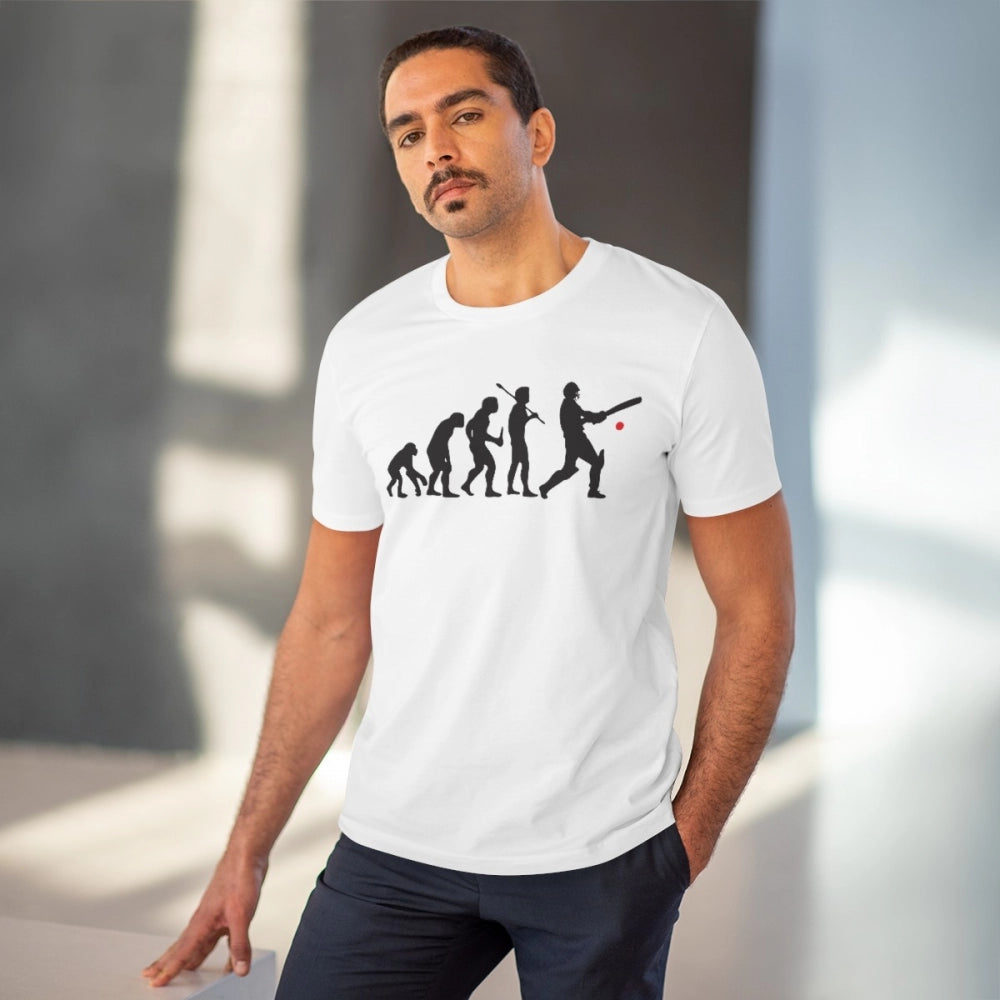 Generisches T-Shirt aus PC-Baumwolle für Herren mit Cricket-Design-Aufdruck (Farbe: Weiß, Fadendichte: 180 g/m²)