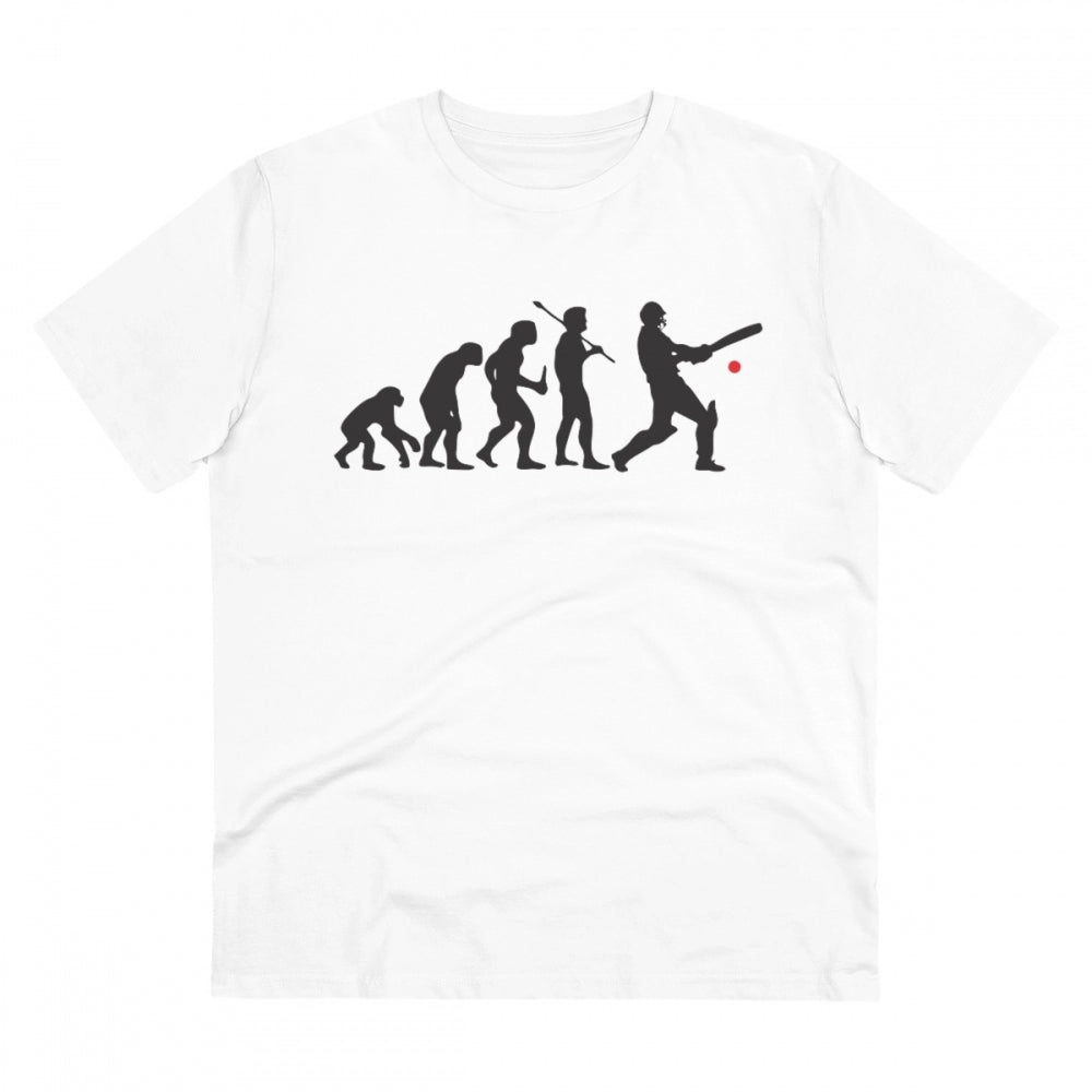 Generisches T-Shirt aus PC-Baumwolle für Herren mit Cricket-Design-Aufdruck (Farbe: Weiß, Fadendichte: 180 g/m²)