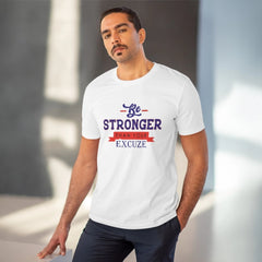 Generisches T-Shirt aus PC-Baumwolle mit Aufdruck „Be Stronger Than Your Excuse“ für Herren (Farbe: Weiß, Fadendichte: 180 g/m²)