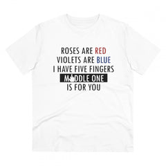 Generisches T-Shirt aus PC-Baumwolle mit Aufdruck „Roses Are Red“ für Herren (Farbe: Weiß, Fadendichte: 180 g/m²)