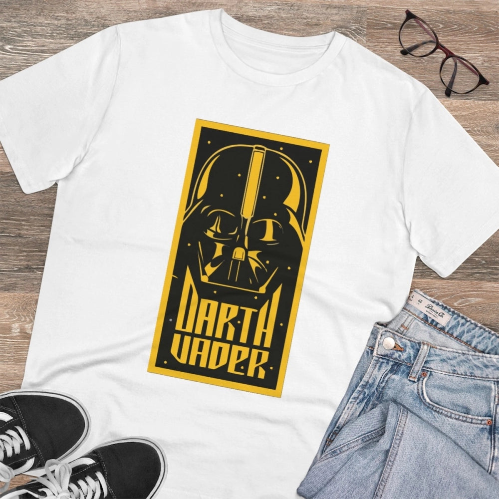 Generisches T-Shirt für Herren aus PC-Baumwolle mit Darth Vader-Aufdruck (Farbe: Weiß, Fadendichte: 180 g/m²)