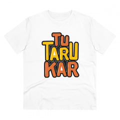 Generisches T-Shirt „Tu Taru Kar“ aus PC-Baumwolle für Herren mit Aufdruck (Farbe: Weiß, Fadendichte: 180 g/m²)