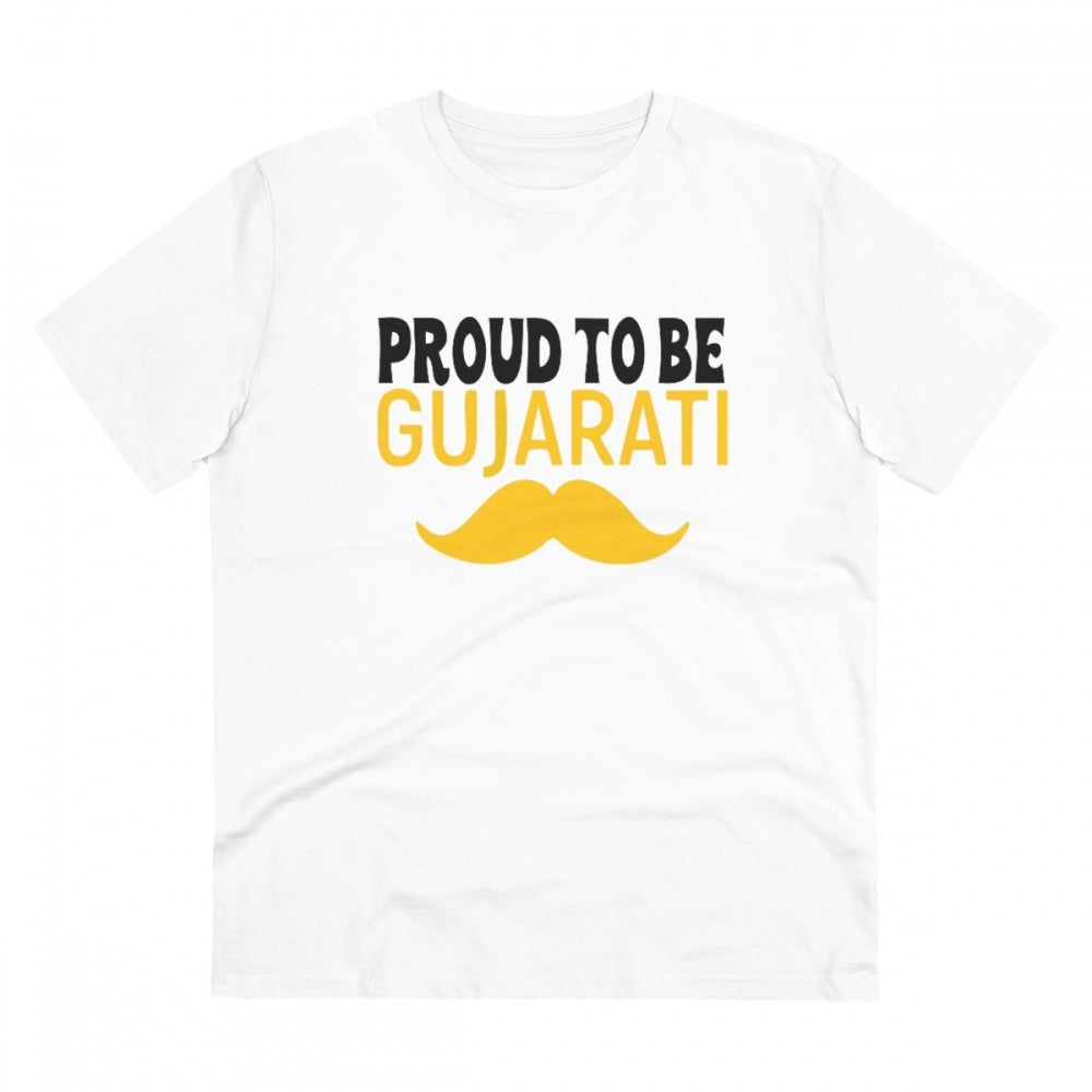 Generisches T-Shirt aus PC-Baumwolle für Herren mit Aufdruck „Proud To Be Gujarati“ (Farbe: Weiß, Fadendichte: 180 g/m²)