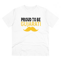 Generisches T-Shirt aus PC-Baumwolle für Herren mit Aufdruck „Proud To Be Gujarati“ (Farbe: Weiß, Fadendichte: 180 g/m²)