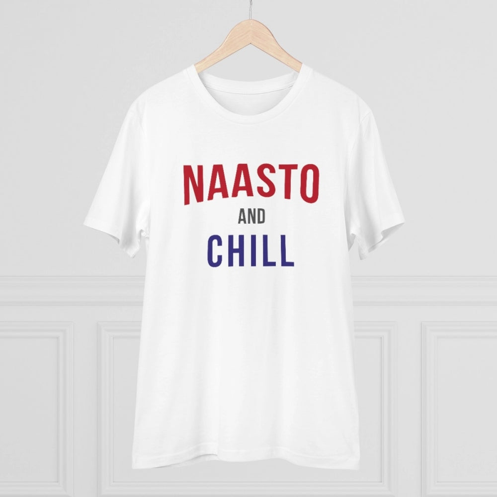 Generic Men's PC Cotton Nasto And Chill Printed T Shirt (Color: White, Thread Count: 180GSM)