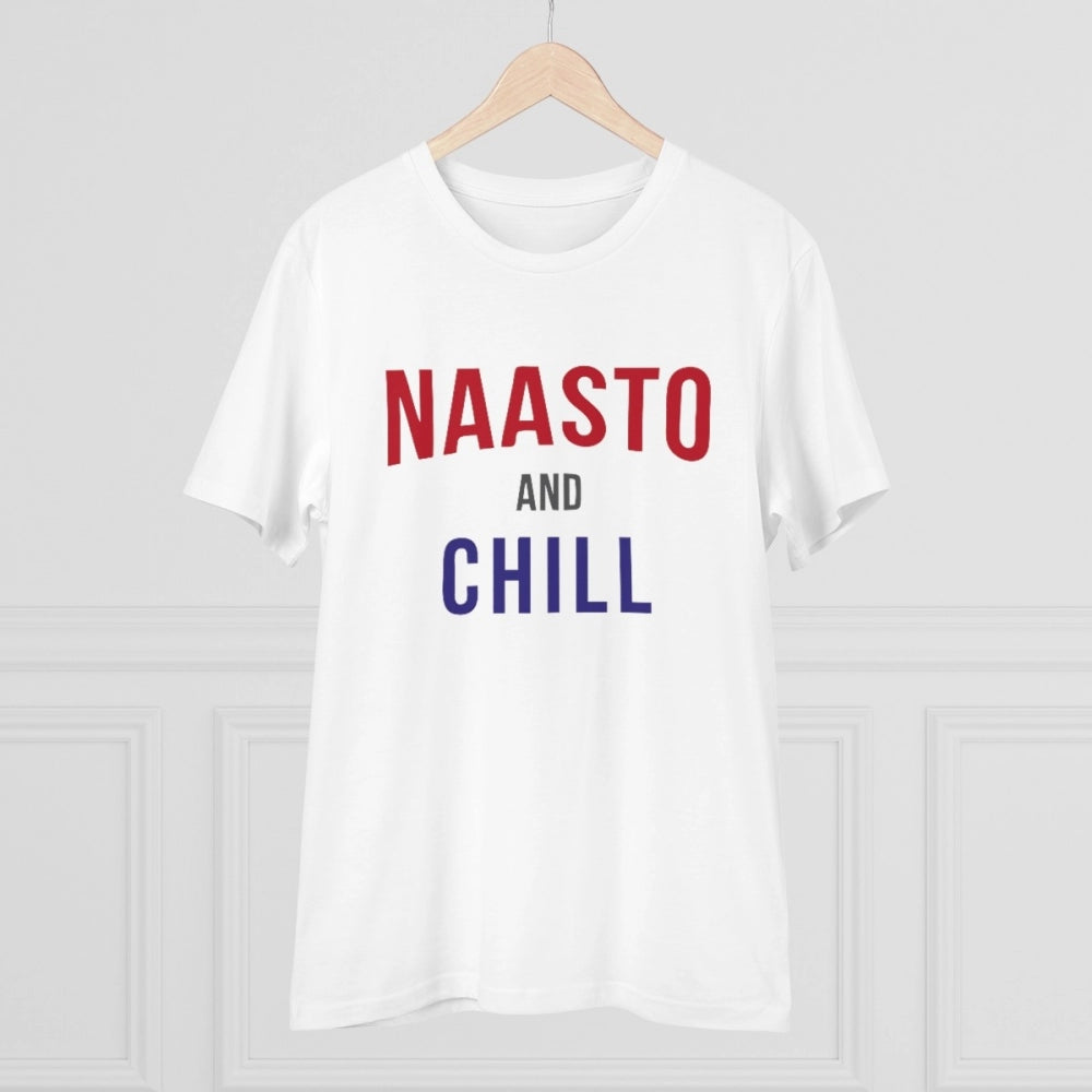 Generisches T-Shirt aus PC-Baumwolle mit Aufdruck „Nasto And Chill“ für Herren (Farbe: Weiß, Fadendichte: 180 g/m²)