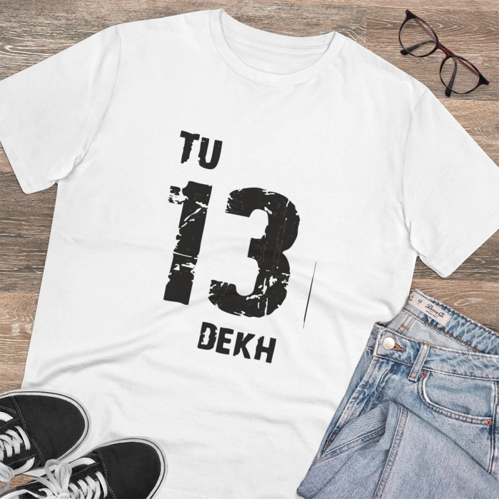 Generisches T-Shirt aus PC-Baumwolle „TU 13 Dekh“ mit Aufdruck für Herren (Farbe: Weiß, Fadendichte: 180 g/m²)