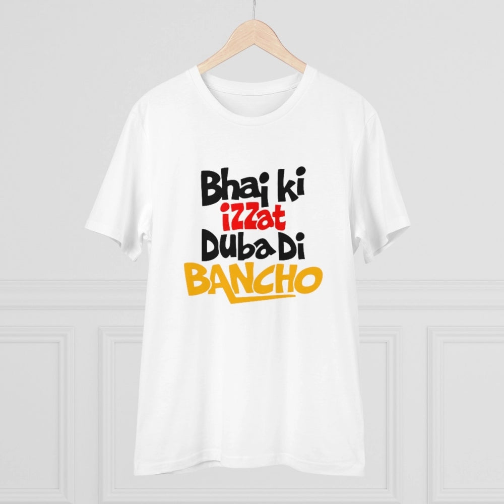 Generisches T-Shirt aus PC-Baumwolle „Bhai Ki Izzat Dubadi Bancho“ für Herren mit Aufdruck (Farbe: Weiß, Fadendichte: 180 g/m²)