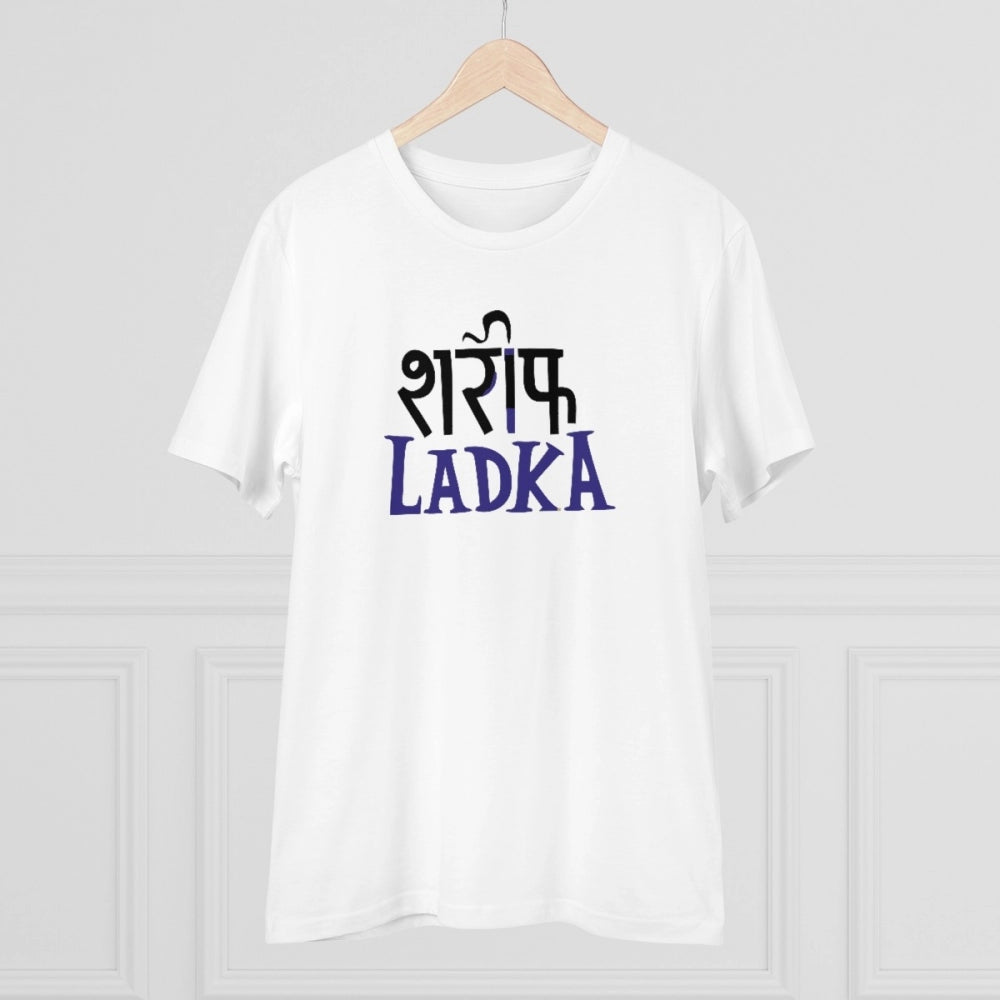 Generisches T-Shirt aus PC-Baumwolle „Sarif Ladka“ mit Aufdruck für Herren (Farbe: Weiß, Fadendichte: 180 g/m²)