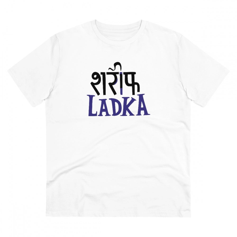 Generisches T-Shirt aus PC-Baumwolle „Sarif Ladka“ mit Aufdruck für Herren (Farbe: Weiß, Fadendichte: 180 g/m²)