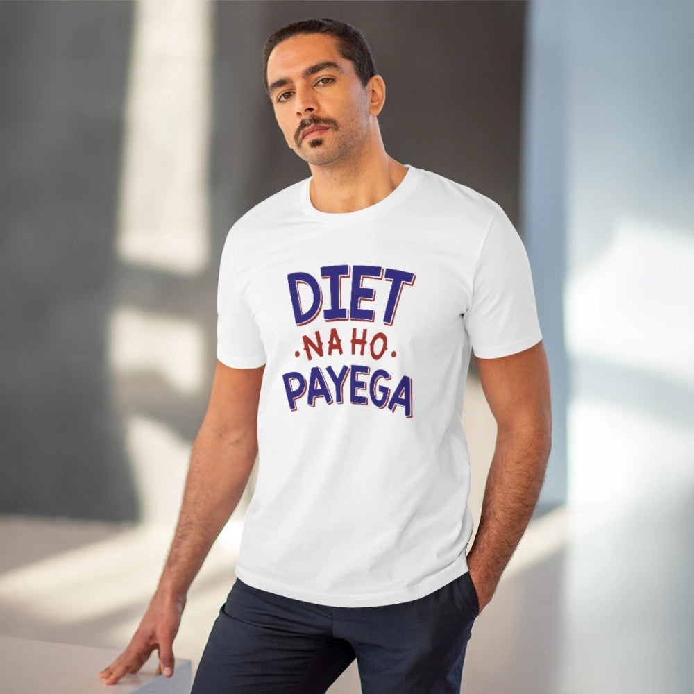 Generisches T-Shirt aus PC-Baumwolle „Diet Na Ho Payega“ für Herren mit Aufdruck (Farbe: Weiß, Fadendichte: 180 g/m²)