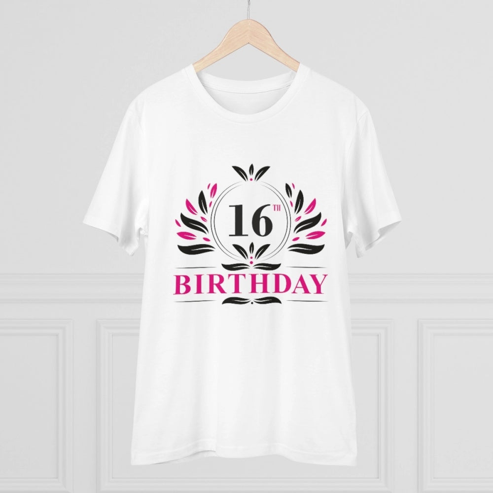 Generisches T-Shirt aus PC-Baumwolle für Herren mit Aufdruck zum 16. Geburtstag (Farbe: Weiß, Fadendichte: 180 g/m²)