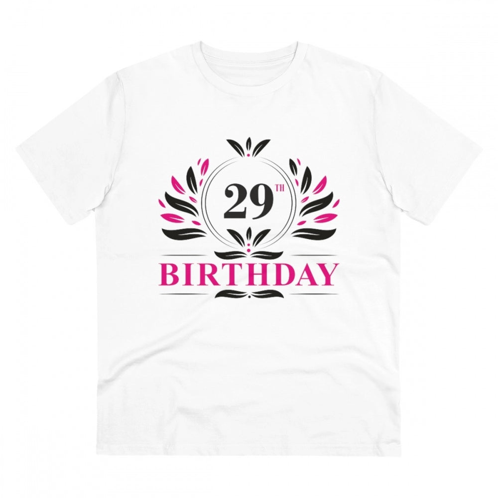 Generisches T-Shirt aus PC-Baumwolle für Herren mit Aufdruck „29. Geburtstag“ (Farbe: Weiß, Fadendichte: 180 g/m²)