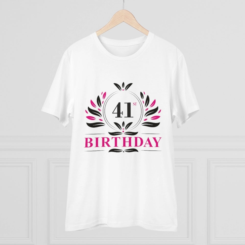 Generisches T-Shirt aus PC-Baumwolle für Herren mit Aufdruck „41. Geburtstag“ (Farbe: Weiß, Fadendichte: 180 g/m²)