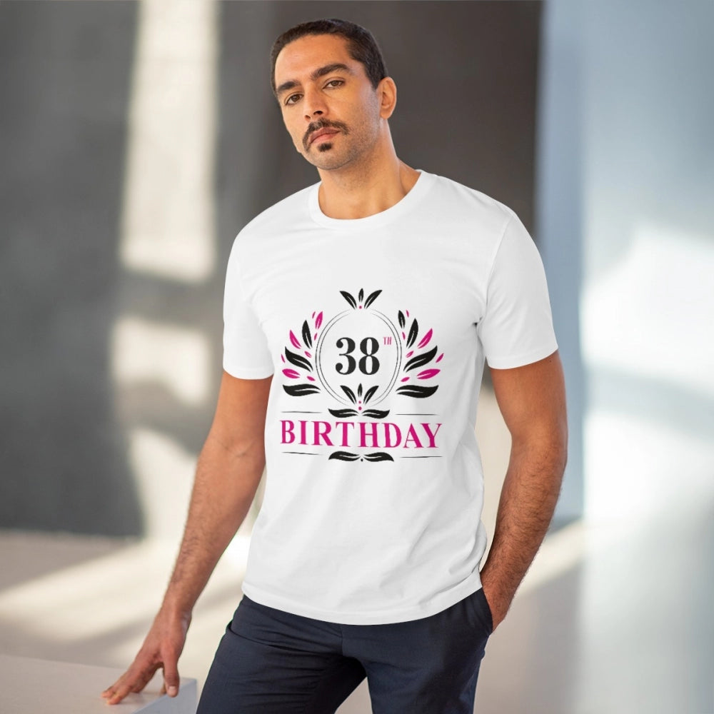 Generisches T-Shirt aus PC-Baumwolle für Herren mit Aufdruck „38. Geburtstag“ (Farbe: Weiß, Fadendichte: 180 g/m²)