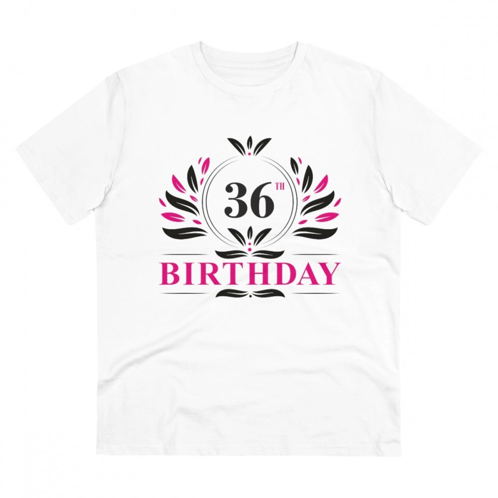 Generisches T-Shirt aus PC-Baumwolle für Herren mit Aufdruck „36. Geburtstag“ (Farbe: Weiß, Fadendichte: 180 g/m²)