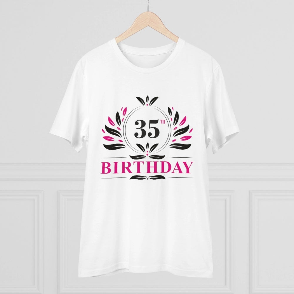 Generisches T-Shirt aus PC-Baumwolle für Herren mit Aufdruck zum 35. Geburtstag (Farbe: Weiß, Fadendichte: 180 g/m²)