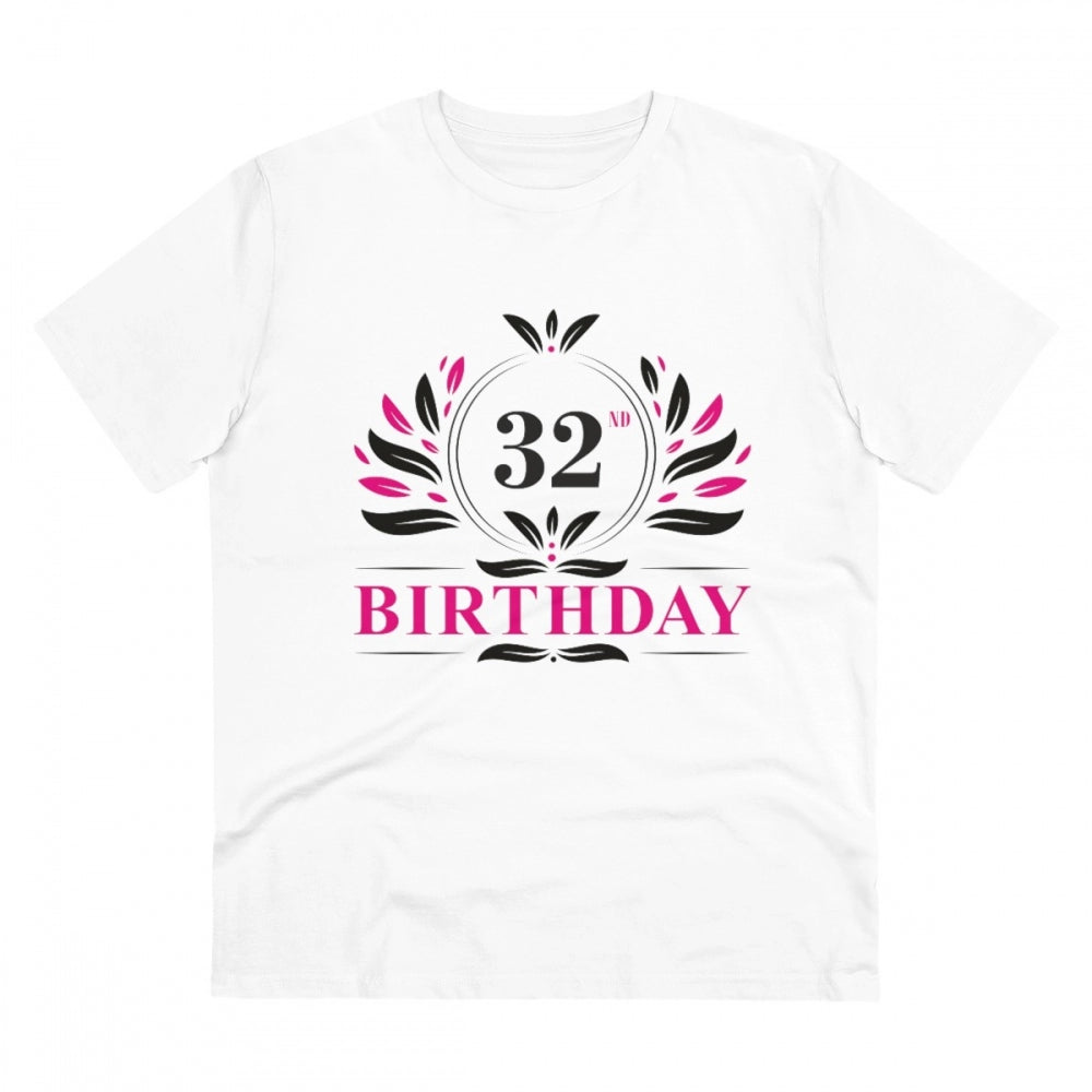 Generisches T-Shirt aus PC-Baumwolle für Herren mit Aufdruck „32. Geburtstag“ (Farbe: Weiß, Fadendichte: 180 g/m²)