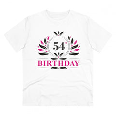 Generisches T-Shirt aus PC-Baumwolle für Herren mit Aufdruck „54. Geburtstag“ (Farbe: Weiß, Fadendichte: 180 g/m²)