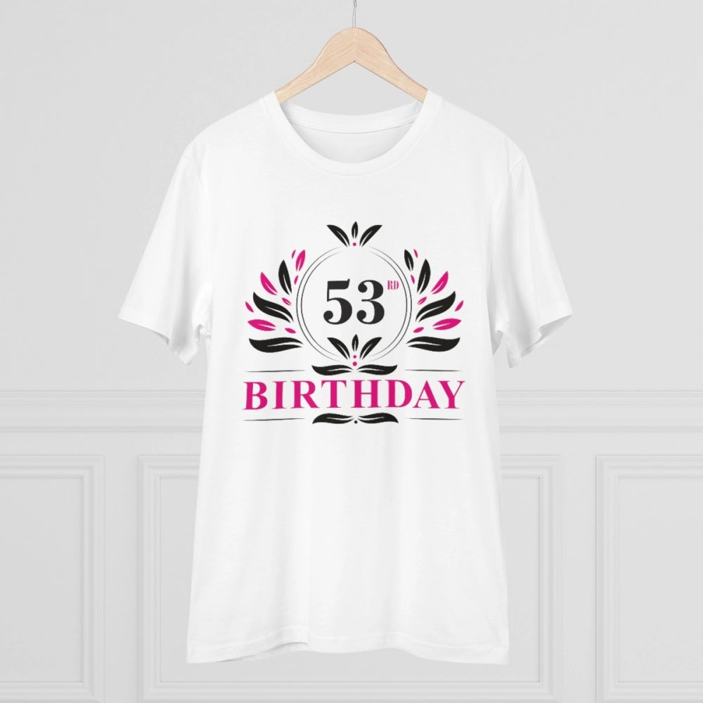 Generisches T-Shirt aus PC-Baumwolle für Herren mit Aufdruck „53. Geburtstag“ (Farbe: Weiß, Fadendichte: 180 g/m²)