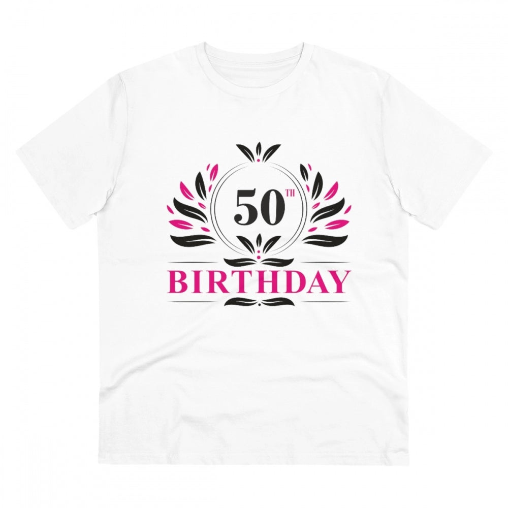 Generisches T-Shirt aus PC-Baumwolle für Herren mit Aufdruck zum 50. Geburtstag (Farbe: Weiß, Fadendichte: 180 g/m²)