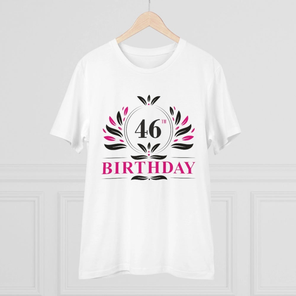 Generisches T-Shirt aus PC-Baumwolle für Herren mit Aufdruck „46. Geburtstag“ (Farbe: Weiß, Fadendichte: 180 g/m²)