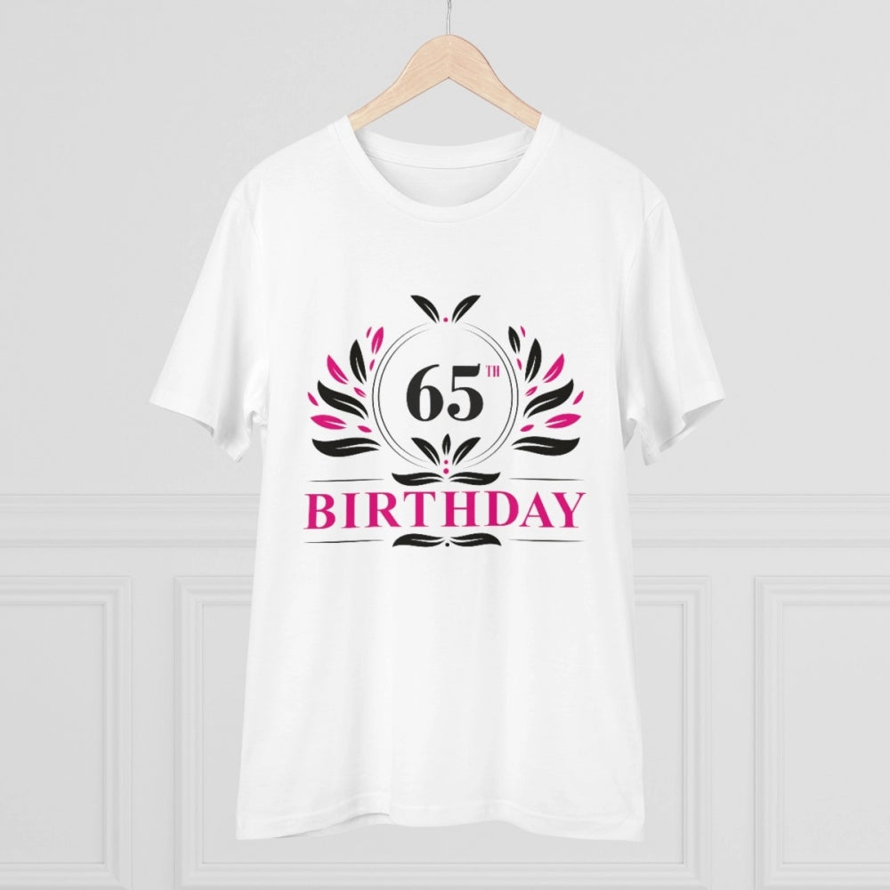 Generisches T-Shirt aus PC-Baumwolle für Herren mit Aufdruck zum 65. Geburtstag (Farbe: Weiß, Fadendichte: 180 g/m²)