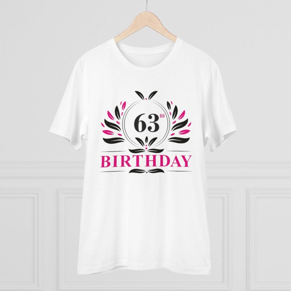 Generisches T-Shirt aus PC-Baumwolle für Herren mit Aufdruck „63. Geburtstag“ (Farbe: Weiß, Fadendichte: 180 g/m²)