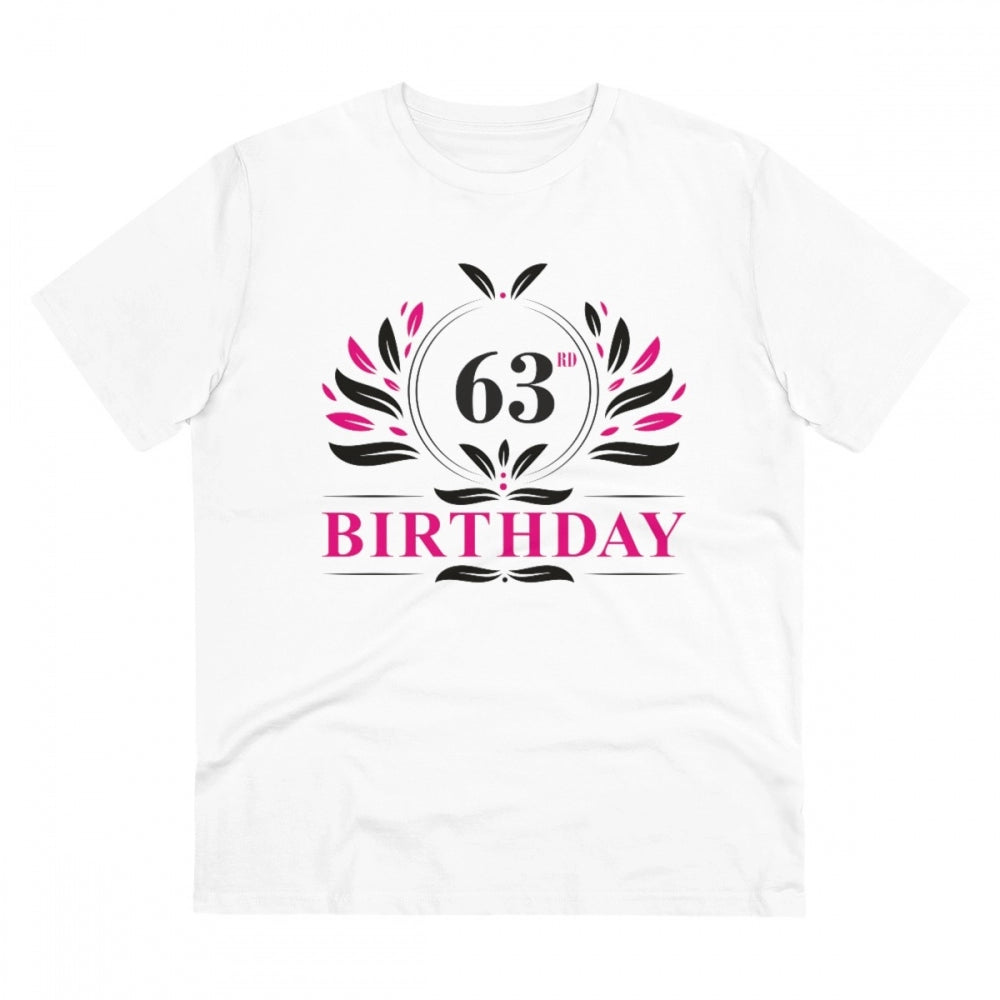 Generisches T-Shirt aus PC-Baumwolle für Herren mit Aufdruck „63. Geburtstag“ (Farbe: Weiß, Fadendichte: 180 g/m²)