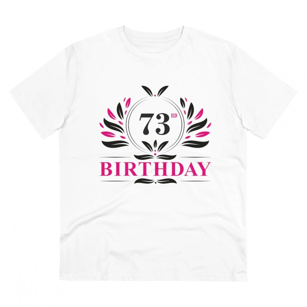 Generisches T-Shirt aus PC-Baumwolle für Herren mit Aufdruck „73. Geburtstag“ (Farbe: Weiß, Fadendichte: 180 g/m²)