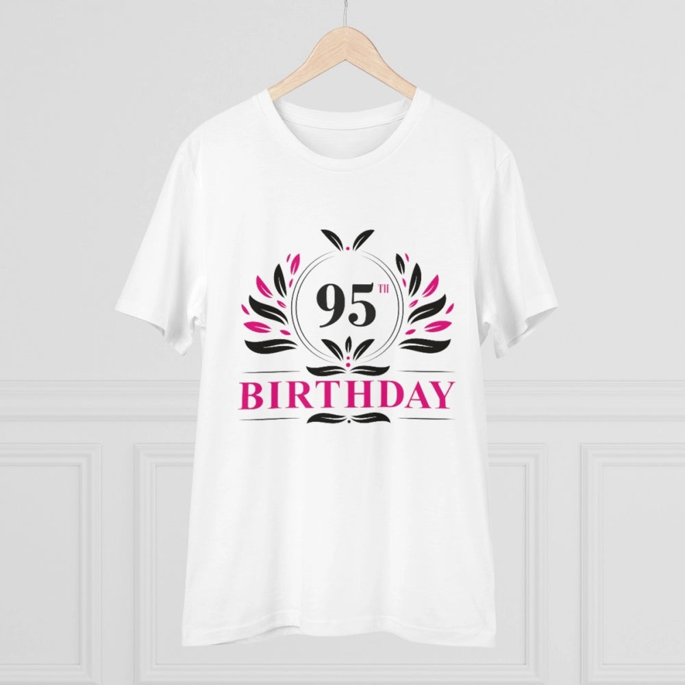 Generic Men's PC Cotton 95th Birthday Printed T Shirt (Color: White, Thread Count: 180GSM)