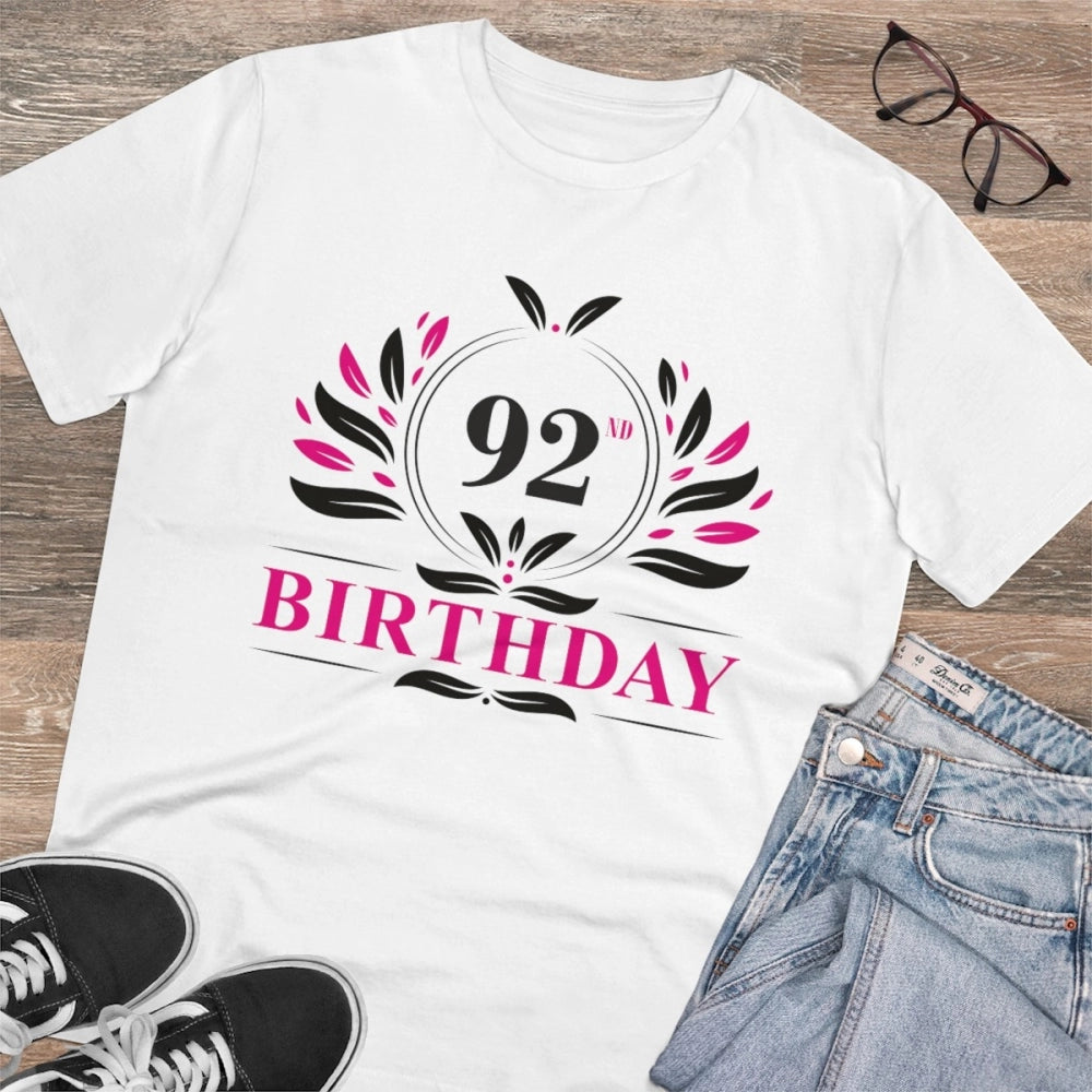 Generisches T-Shirt aus PC-Baumwolle für Herren mit Aufdruck „92. Geburtstag“ (Farbe: Weiß, Fadendichte: 180 g/m²)