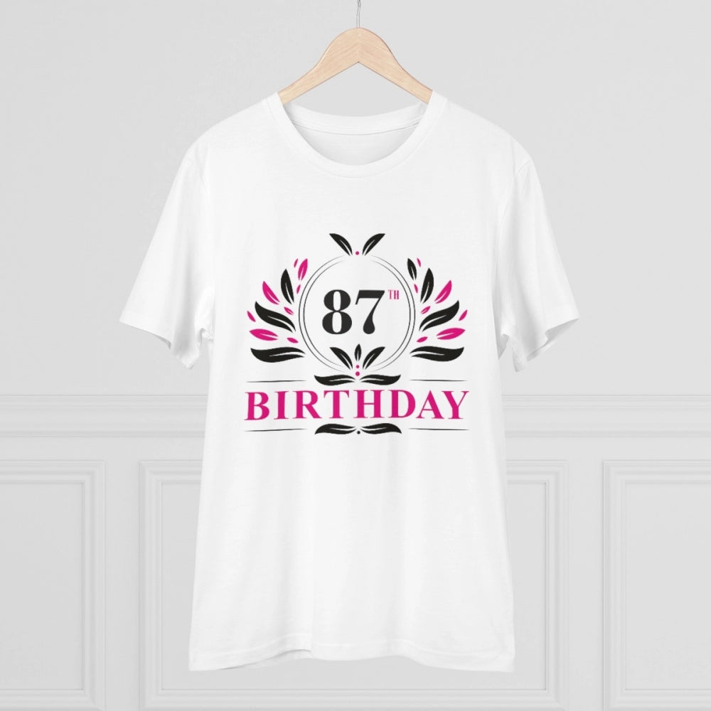 Generisches T-Shirt aus PC-Baumwolle für Herren mit Aufdruck „87. Geburtstag“ (Farbe: Weiß, Fadendichte: 180 g/m²)