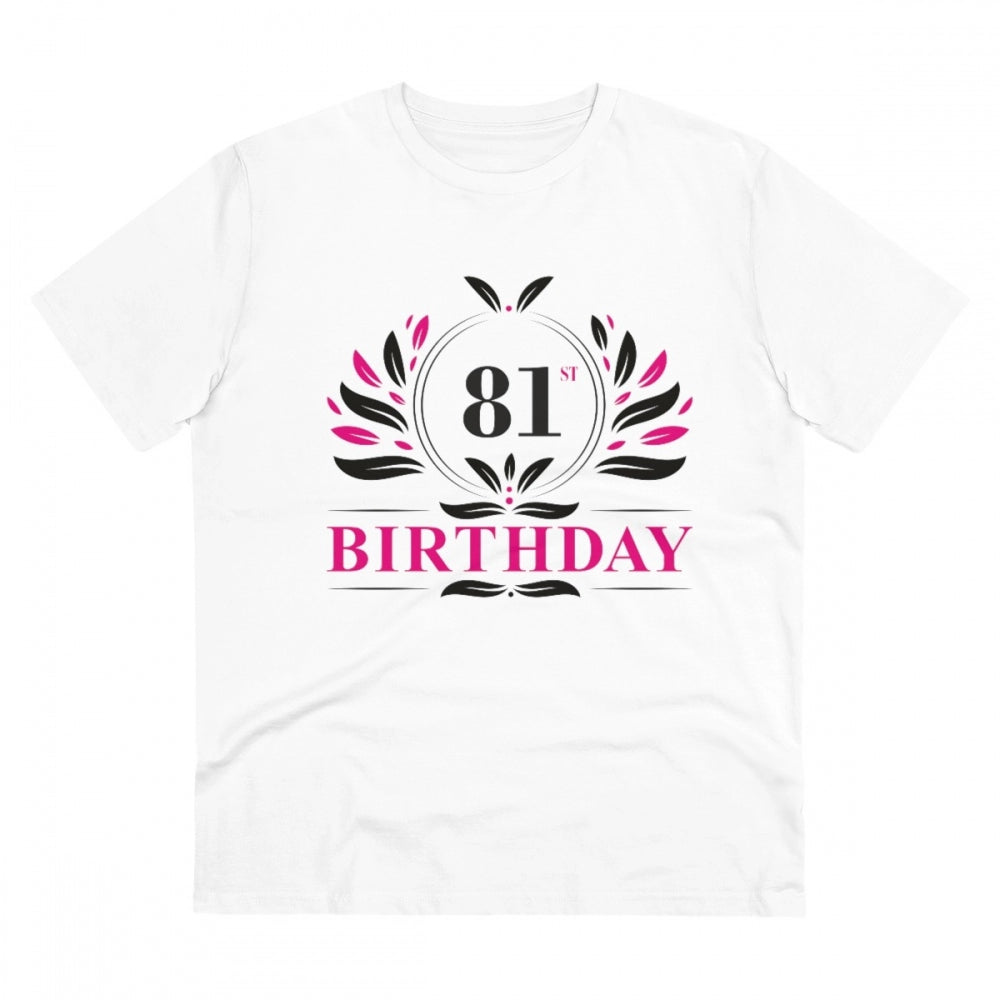 Generisches T-Shirt aus PC-Baumwolle für Herren mit Aufdruck „81. Geburtstag“ (Farbe: Weiß, Fadendichte: 180 g/m²)