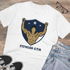 Generisches T-Shirt aus PC-Baumwolle für Fitness und Fitnessstudio für Herren mit Aufdruck (Farbe: Weiß, Fadendichte: 180 g/m²)