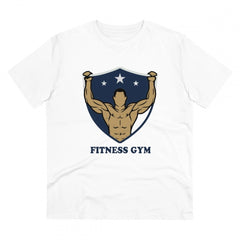 Generisches T-Shirt aus PC-Baumwolle für Fitness und Fitnessstudio für Herren mit Aufdruck (Farbe: Weiß, Fadendichte: 180 g/m²)