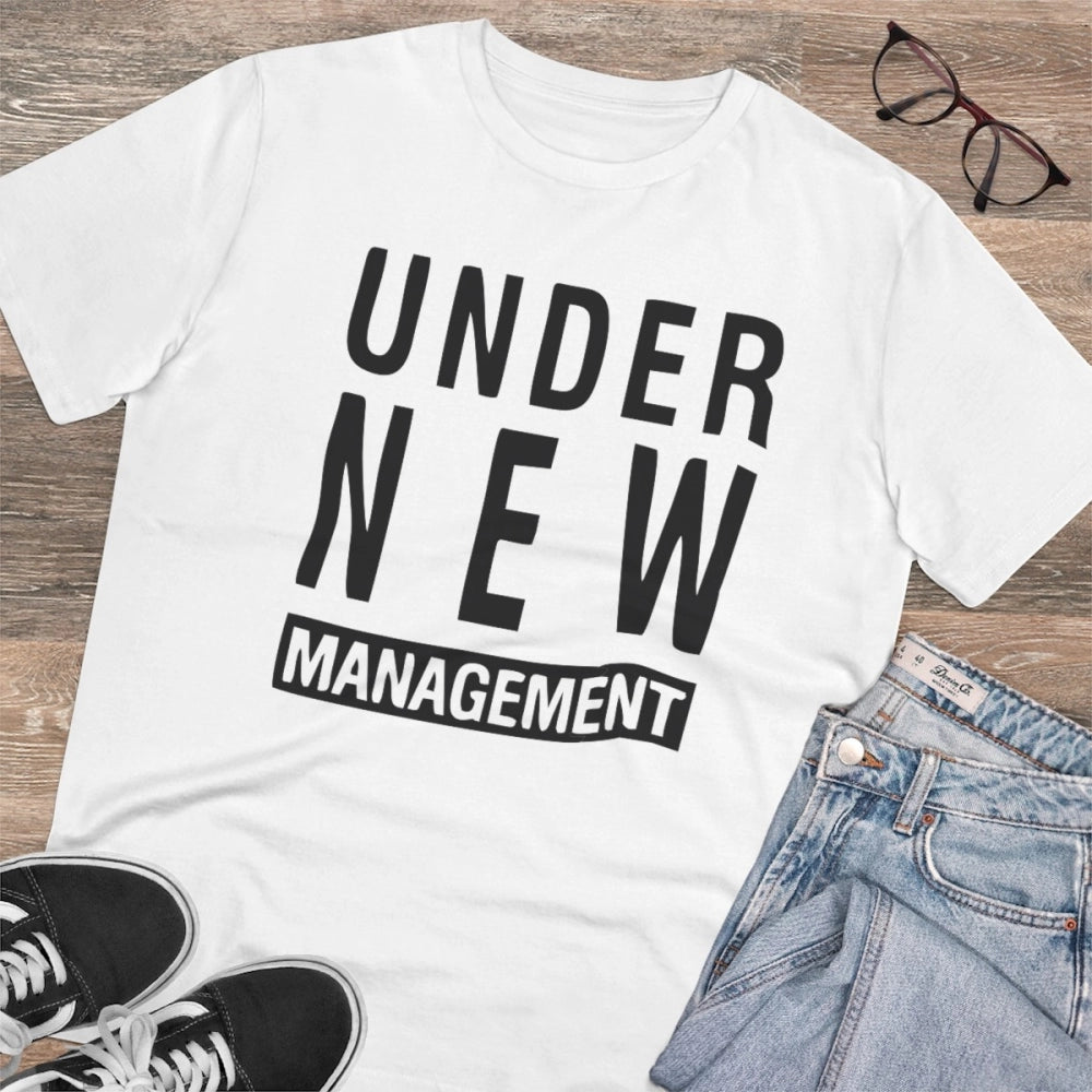 Generisches bedrucktes T-Shirt aus PC-Baumwolle von Under New Management Design für Herren (Farbe: Weiß, Fadendichte: 180 g/m²)