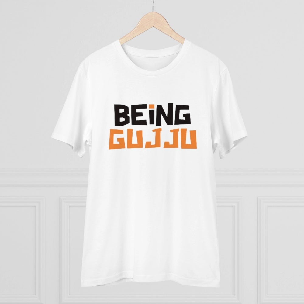 Generisches T-Shirt aus PC-Baumwolle mit „Being Gujju“-Aufdruck für Herren (Farbe: Weiß, Fadendichte: 180 g/m²)