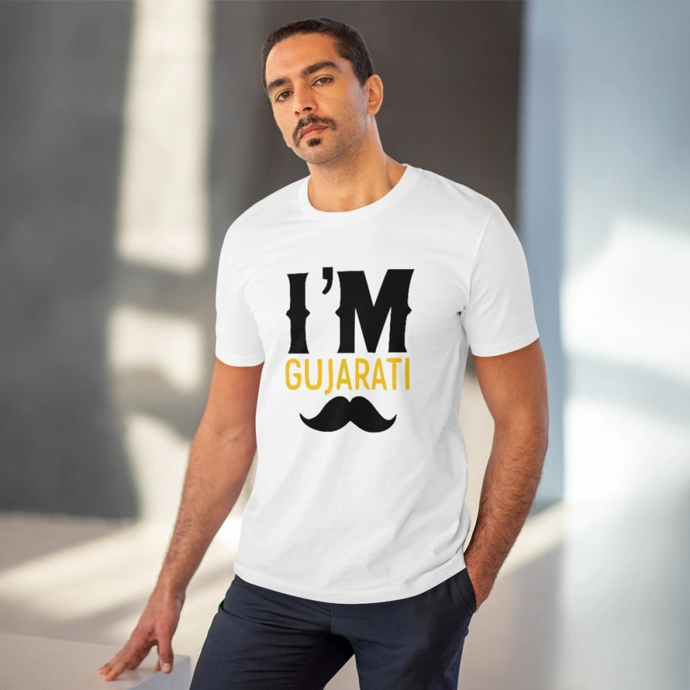 Generisches T-Shirt für Herren aus PC-Baumwolle mit Aufdruck „I Am Gujarati“ (Farbe: Weiß, Fadendichte: 180 g/m²)