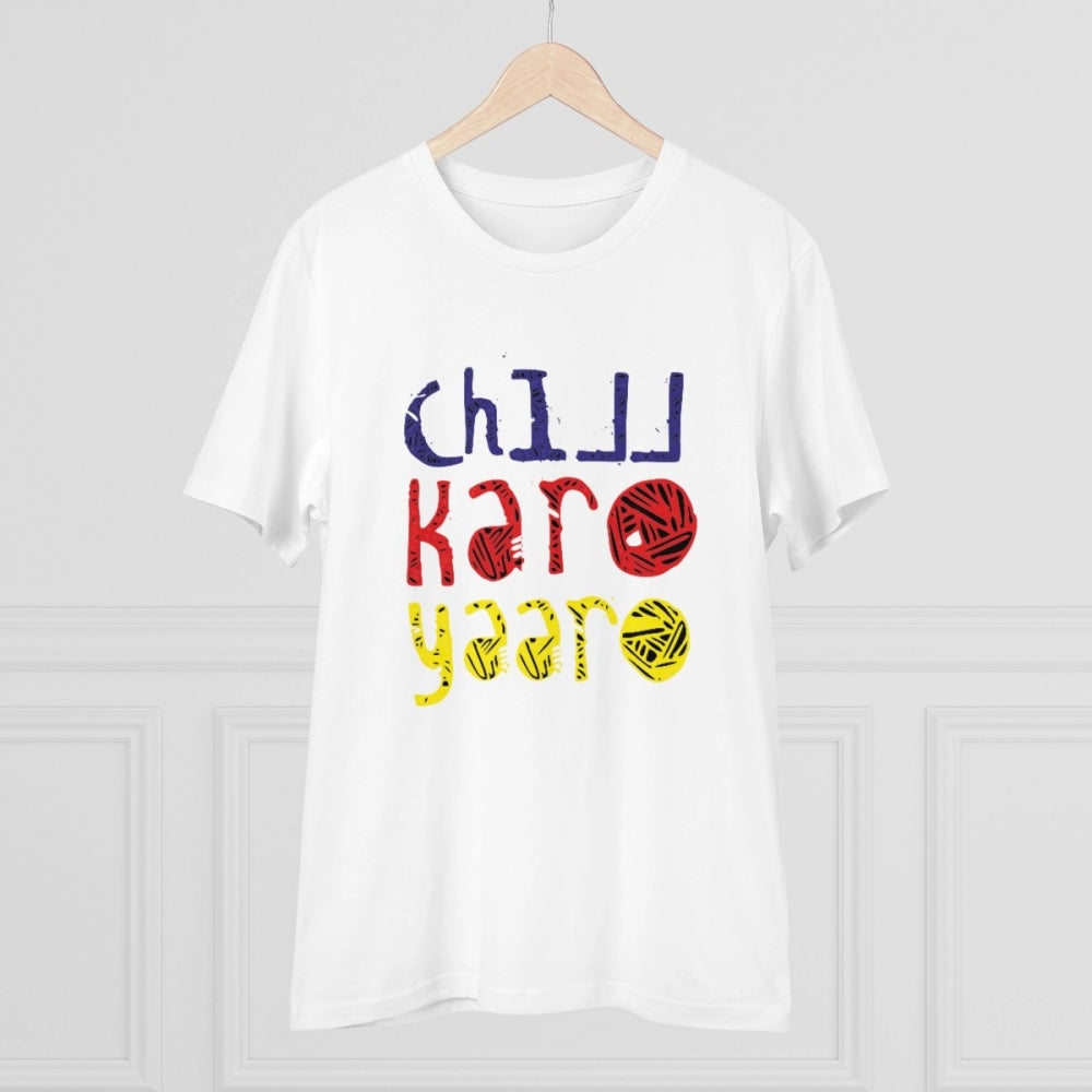 Generisches T-Shirt aus PC-Baumwolle „Chil Karo Yaar“ für Herren mit Aufdruck (Farbe: Weiß, Fadendichte: 180 g/m²)