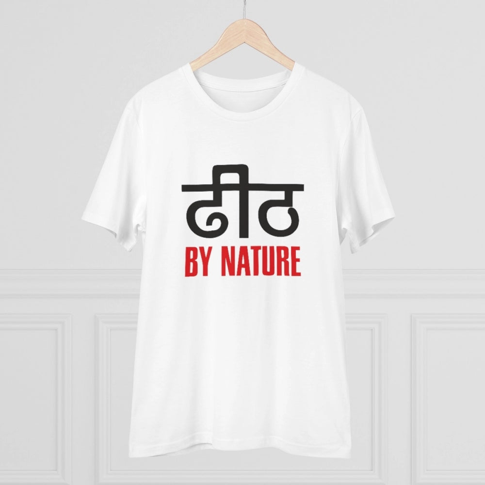 Generisches T-Shirt aus PC-Baumwolle mit Aufdruck „Dhidh Nature“ für Herren (Farbe: Weiß, Fadendichte: 180 g/m²)