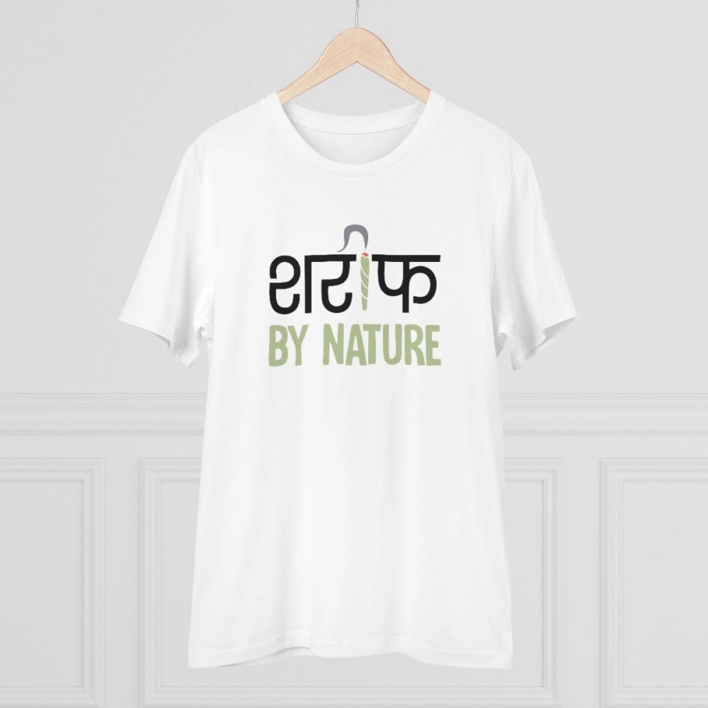 Generisches bedrucktes T-Shirt aus PC-Baumwolle „Sarif By Nature“ für Herren (Farbe: Weiß, Fadendichte: 180 g/m²)