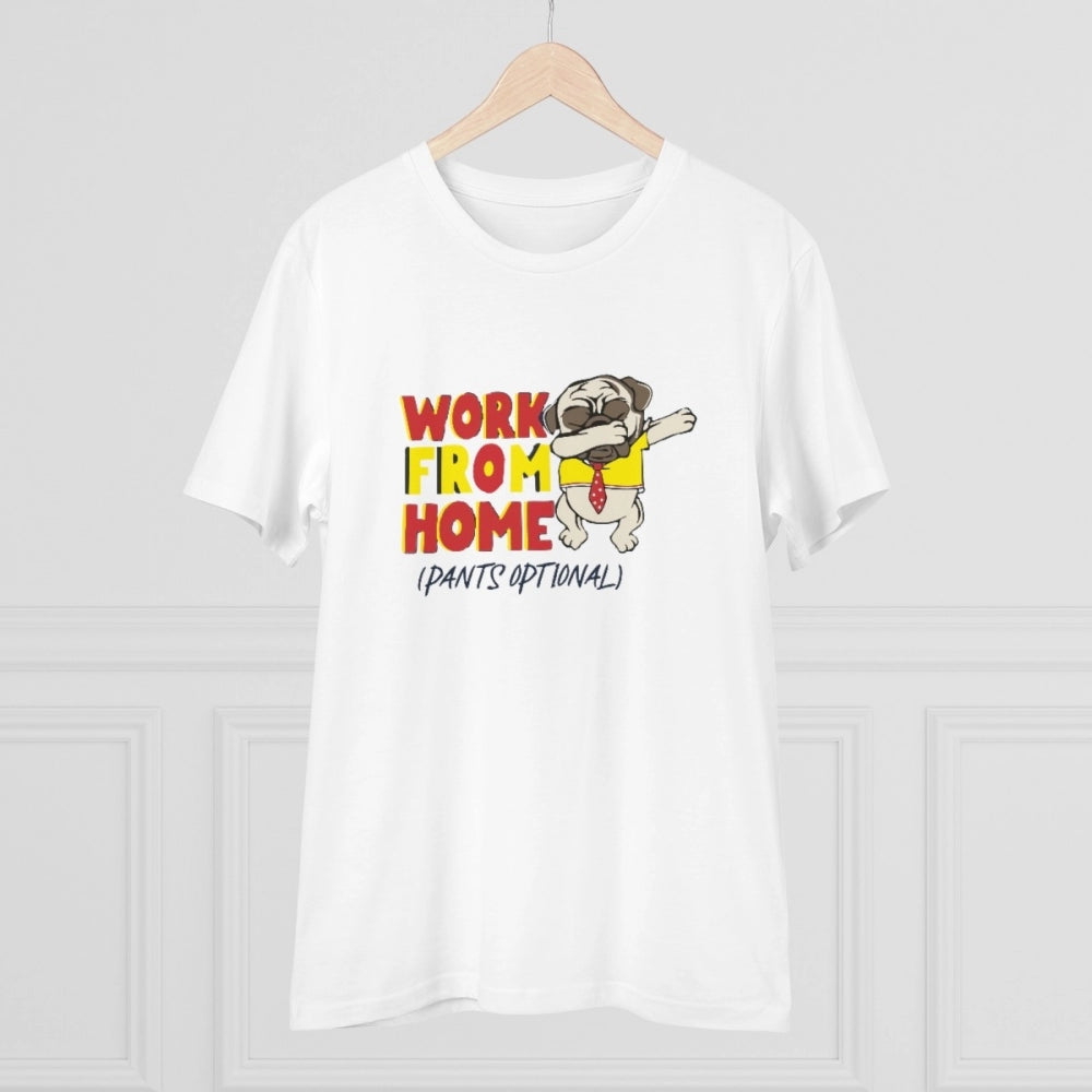 Generic Men's PC Cotton Work From Home Desing Printed T Shirt (Color: White, Thread Count: 180GSM)