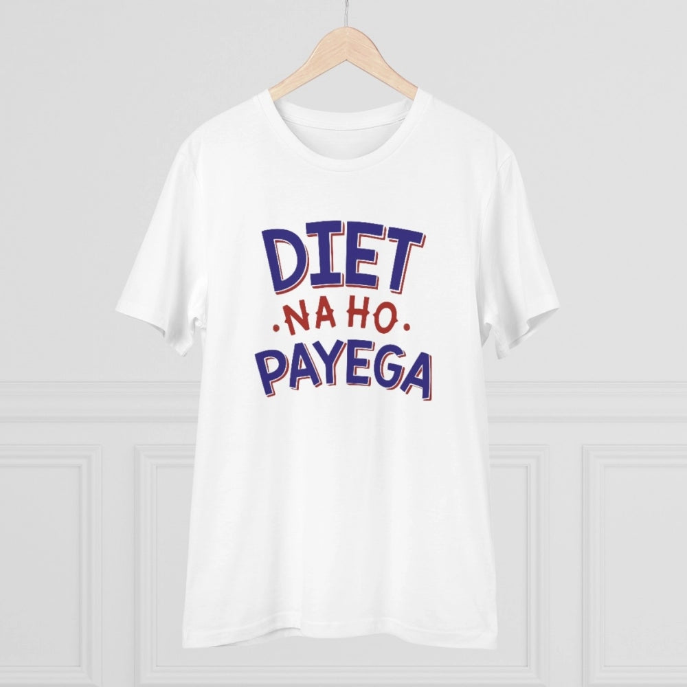 Generisches T-Shirt aus PC-Baumwolle „Diet Na Ho Payega“ für Herren mit Aufdruck (Farbe: Weiß, Fadendichte: 180 g/m²)